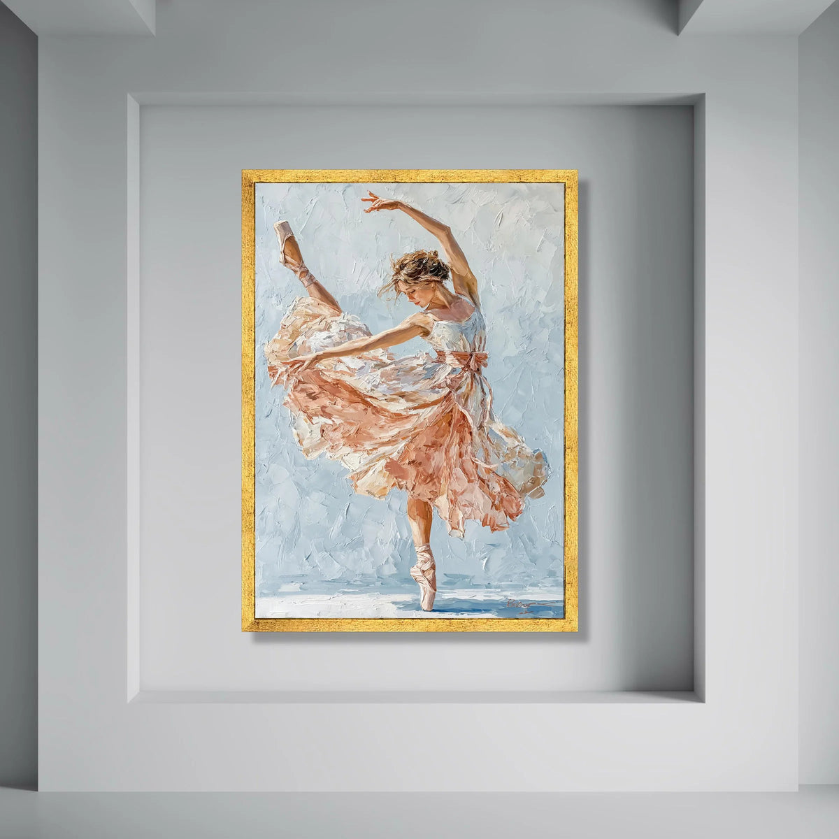 Elegant Ballet Dancer Canvas, Graceful Dance Pose Wall Art, Soft Pastel Ballet Canvas, Female Dancer Home Decoration, Artistic Print Art