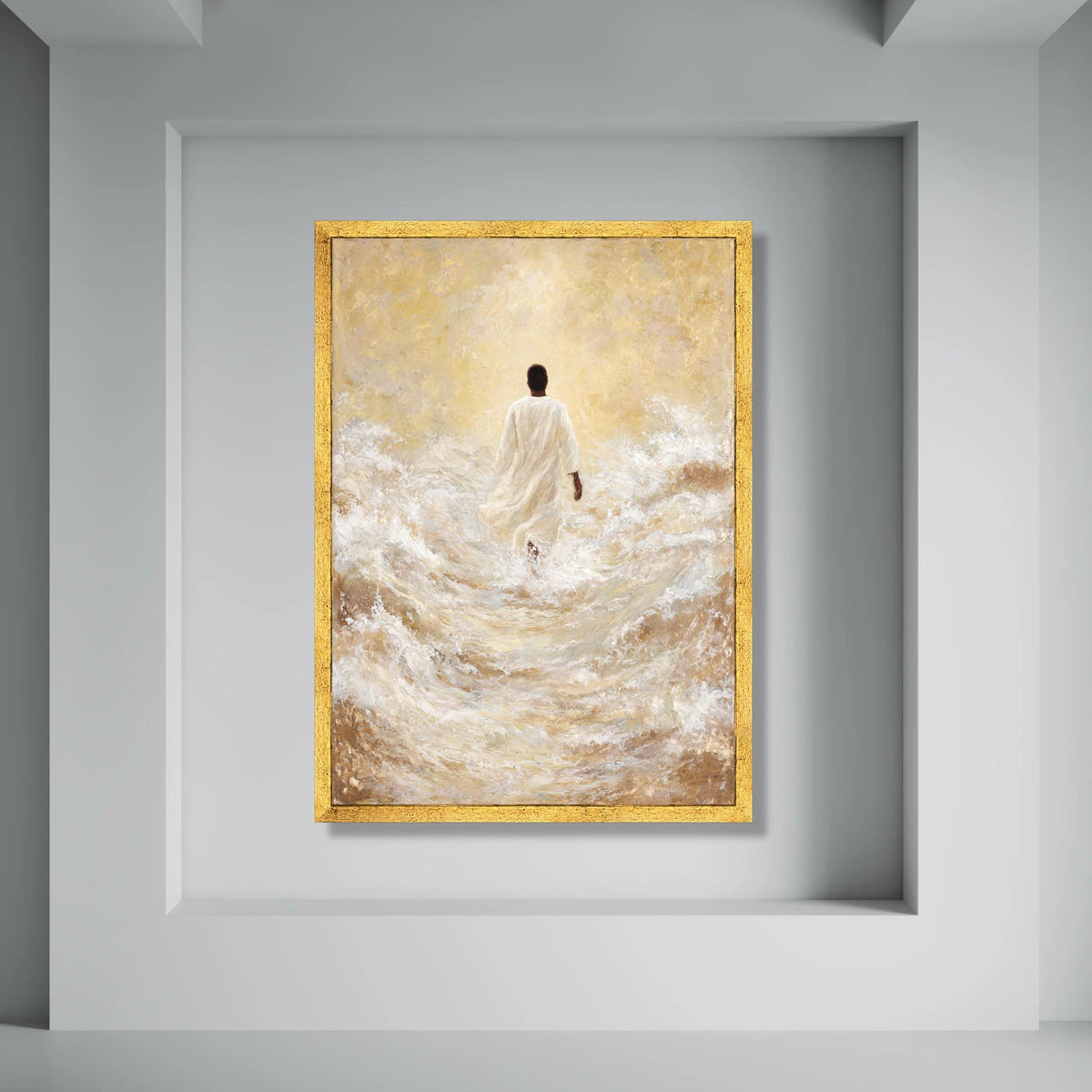 Spiritual Walking on Water Canvas, Inspirational Religious Wall Art, Faith and Hope Decoration, Serene Ocean Scene Canvas, Modern Print Art
