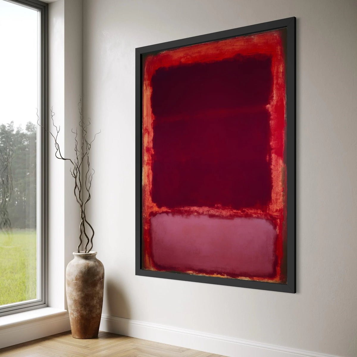 Deep Red Abstract Canvas Wall Art, Modern Artistic Painting, Bold Color Blocks, Contemporary Home Decor, Red and Maroon Canvas Print Art