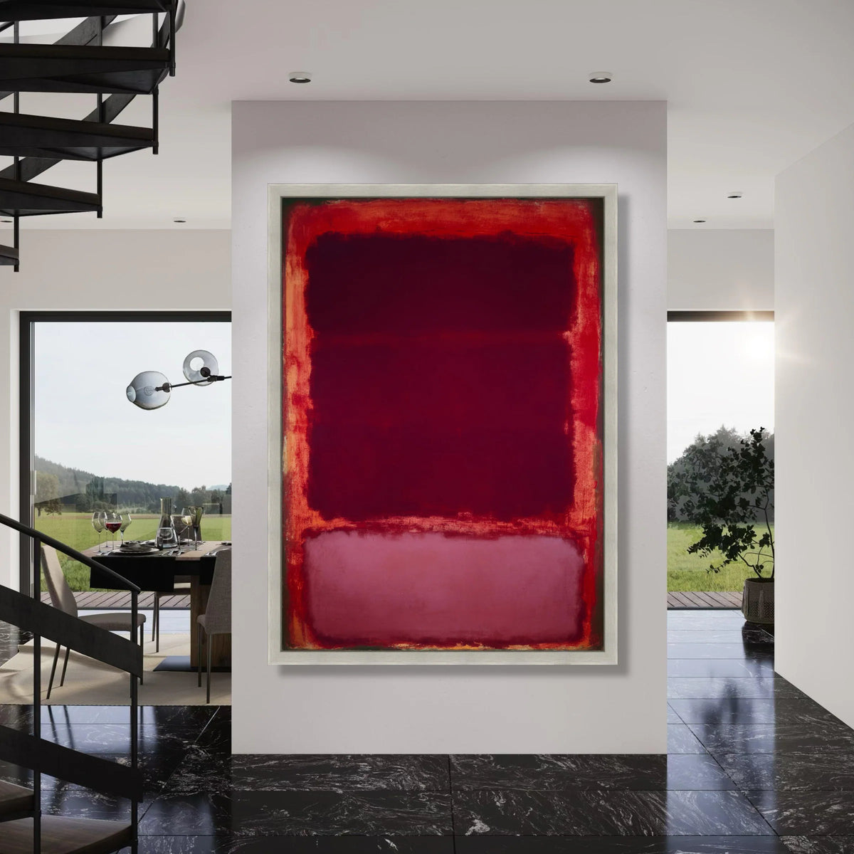 Deep Red Abstract Canvas Wall Art, Modern Artistic Painting, Bold Color Blocks, Contemporary Home Decor, Red and Maroon Canvas Print Art