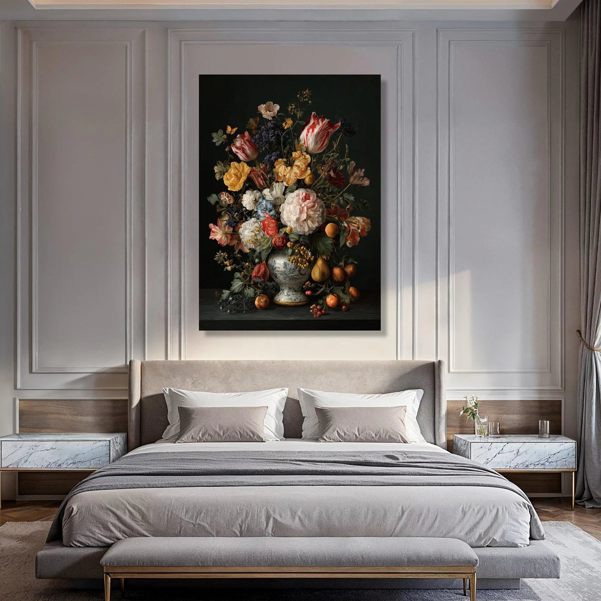 Classic Floral Still Life Canvas, Vintage Bouquet Wall Art, Elegant Flower Arrangement Canvas, Botanical Home Decor, Ready to Hang Print Art