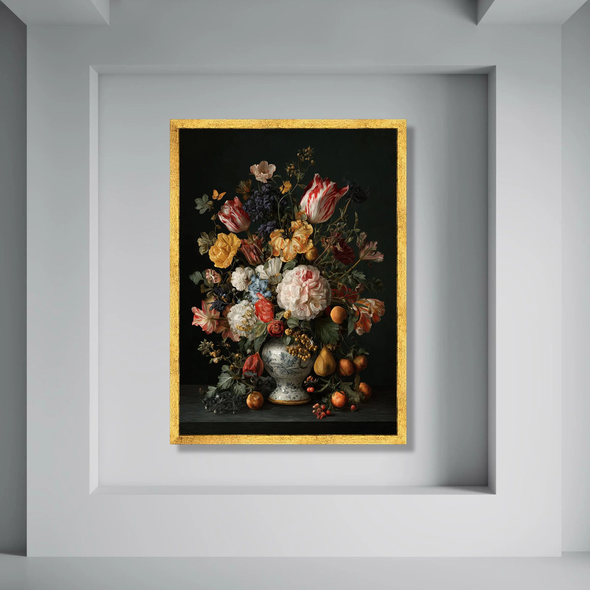Classic Floral Still Life Canvas, Vintage Bouquet Wall Art, Elegant Flower Arrangement Canvas, Botanical Home Decor, Ready to Hang Print Art