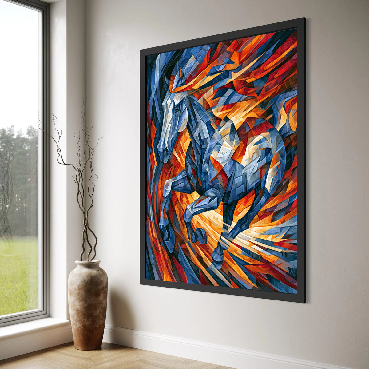 Dynamic Blue Horse Canvas Wall Art, Abstract Animal Painting, Vibrant Colorful Home Decor, Modern Art Canvas, Ready to Hang Print Art