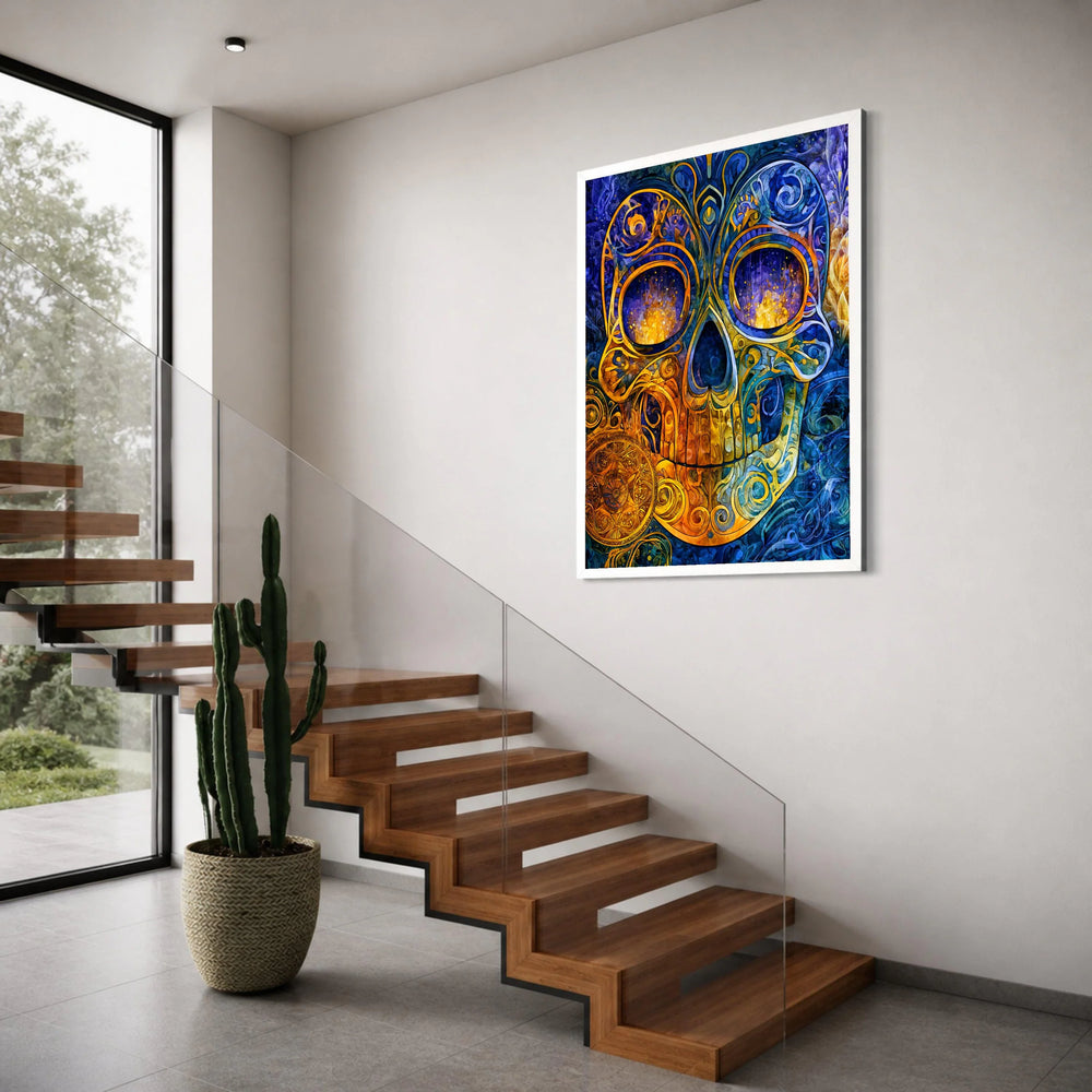 Vibrant Sugar Skull Canvas, Day of the Dead Wall Art, Colorful Skull Design, Mexican Celebration Canvas, Festive Home Decoration Print Art