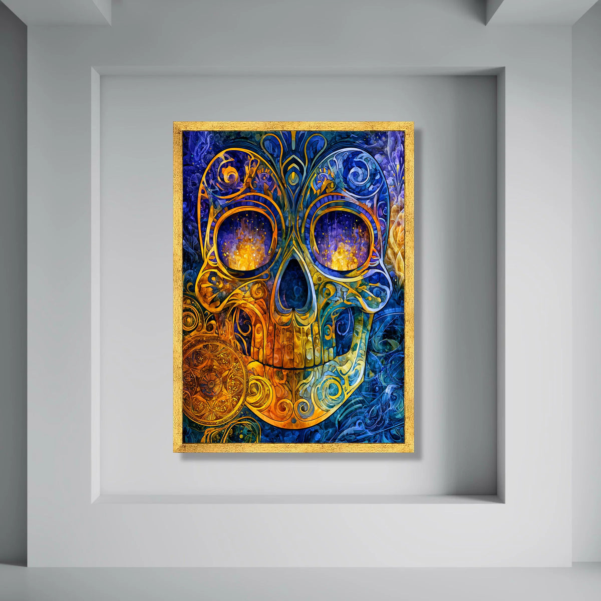 Vibrant Sugar Skull Canvas, Day of the Dead Wall Art, Colorful Skull Design, Mexican Celebration Canvas, Festive Home Decoration Print Art