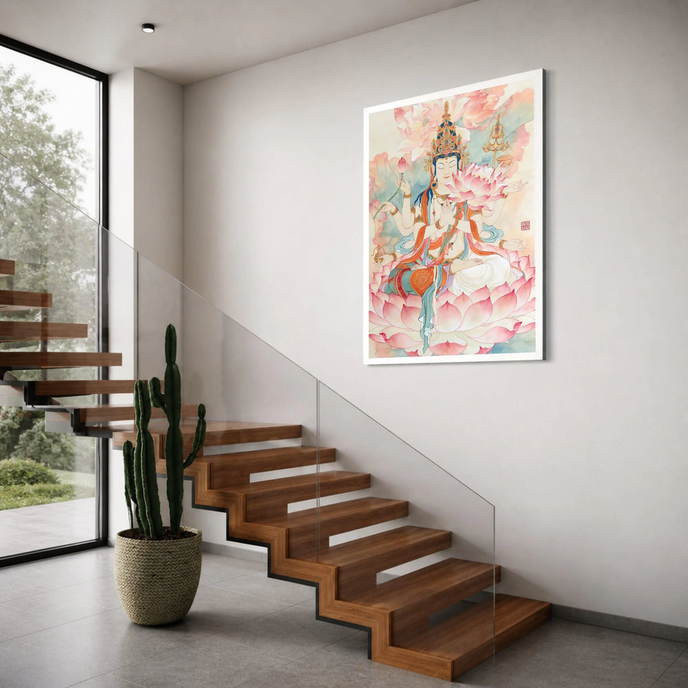 Lotus Buddha Meditation Canvas Wall Art, Asian Spiritual Art, Buddha Sitting on Lotus Flower, Peaceful Home Decor, Sacred Zen Print Art
