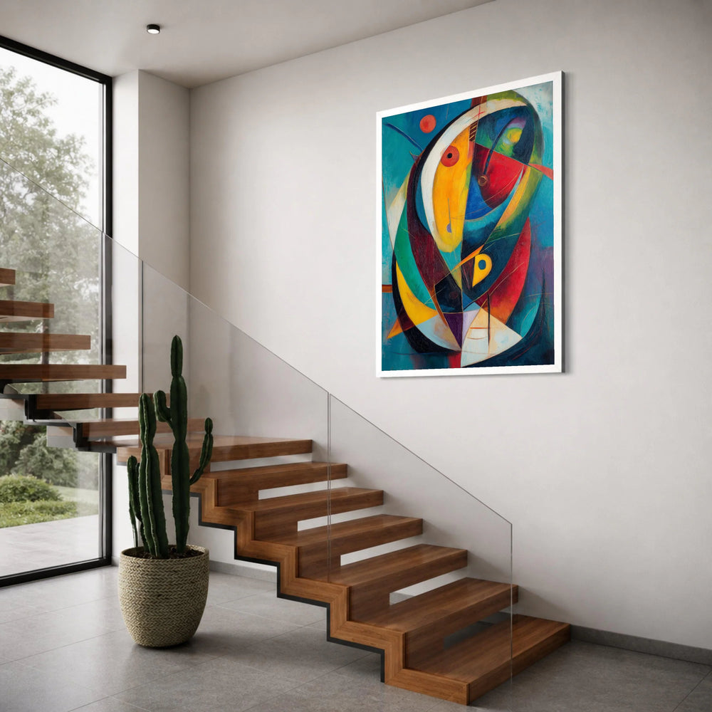 Abstract Modern Art Canvas, Colorful Geometric Shapes Wall Art, Contemporary Home Decor, Vibrant Living Room Canvas, Artistic Print Art