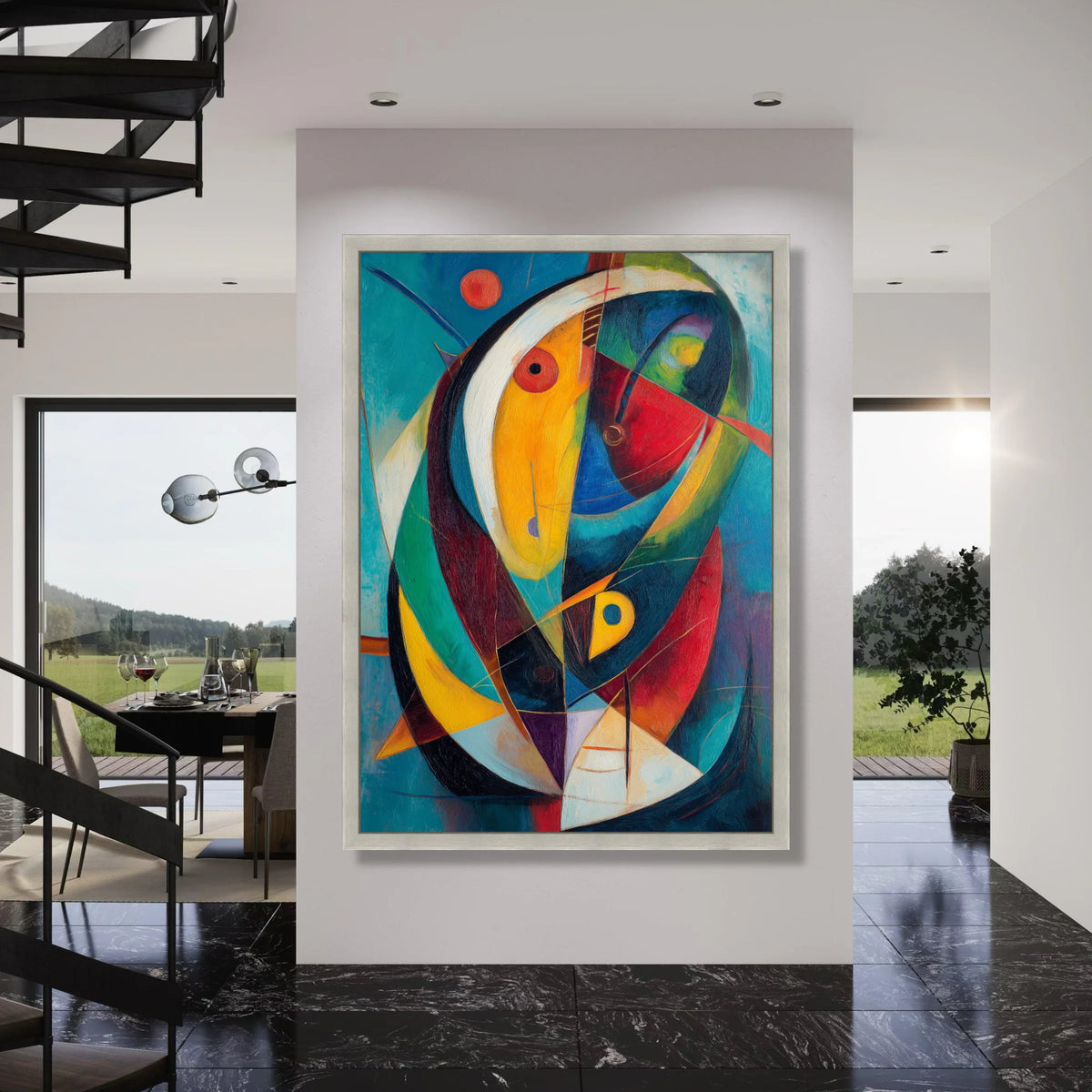Abstract Modern Art Canvas, Colorful Geometric Shapes Wall Art, Contemporary Home Decor, Vibrant Living Room Canvas, Artistic Print Art