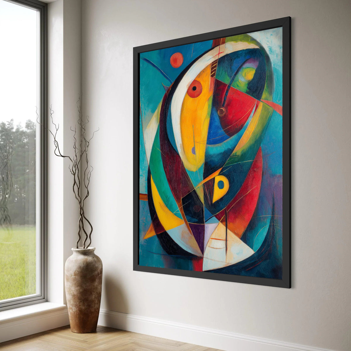 Abstract Modern Art Canvas, Colorful Geometric Shapes Wall Art, Contemporary Home Decor, Vibrant Living Room Canvas, Artistic Print Art