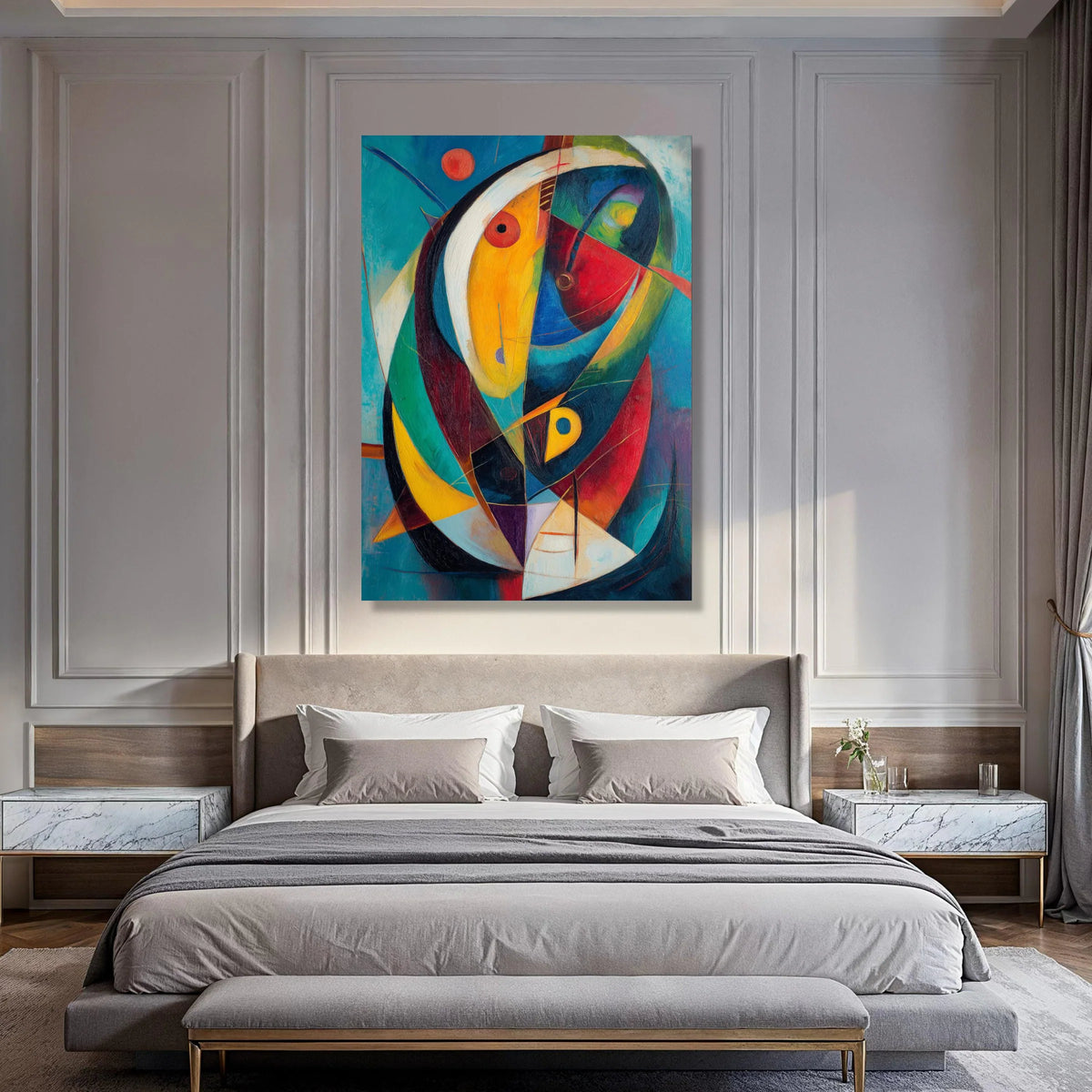 Abstract Modern Art Canvas, Colorful Geometric Shapes Wall Art, Contemporary Home Decor, Vibrant Living Room Canvas, Artistic Print Art