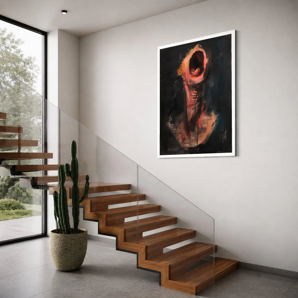 Abstract Expressionist Canvas Wall Art, Dark Figurative Painting, Modern Emotional Artwork, Dramatic Home Decor, Ready to Hang Print Art