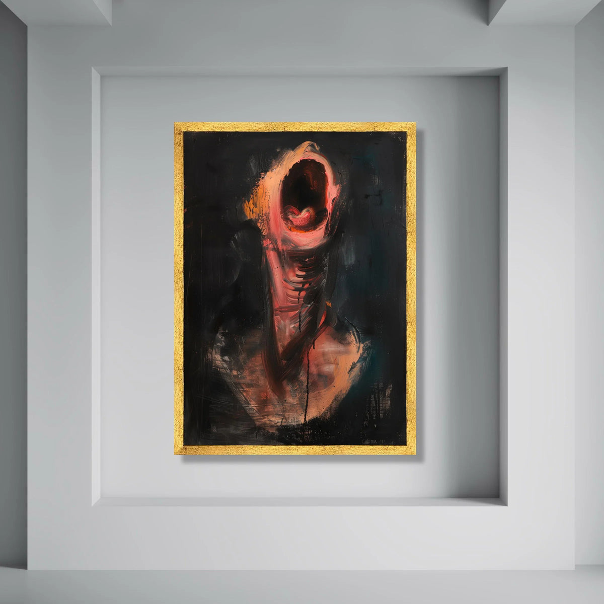 Abstract Expressionist Canvas Wall Art, Dark Figurative Painting, Modern Emotional Artwork, Dramatic Home Decor, Ready to Hang Print Art