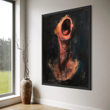 Abstract Expressionist Canvas Wall Art, Dark Figurative Painting, Modern Emotional Artwork, Dramatic Home Decor, Ready to Hang Print Art