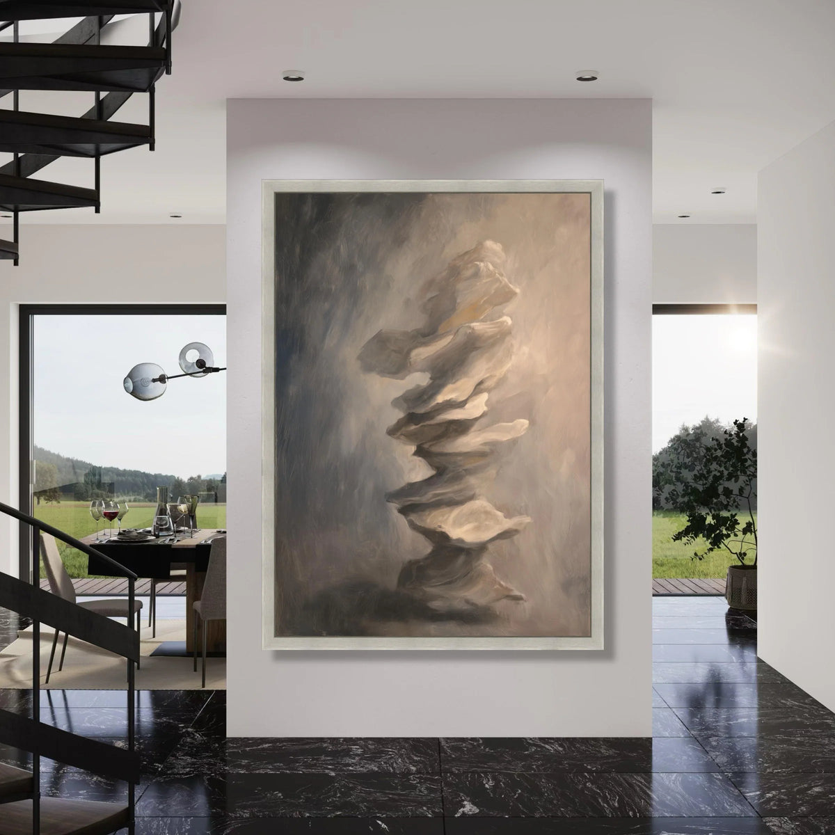 Abstract Floating Rocks Canvas, Surreal Wall Art, Neutral Tones Decor, Modern Artistic Canvas, Minimalist Home Decoration Print Art