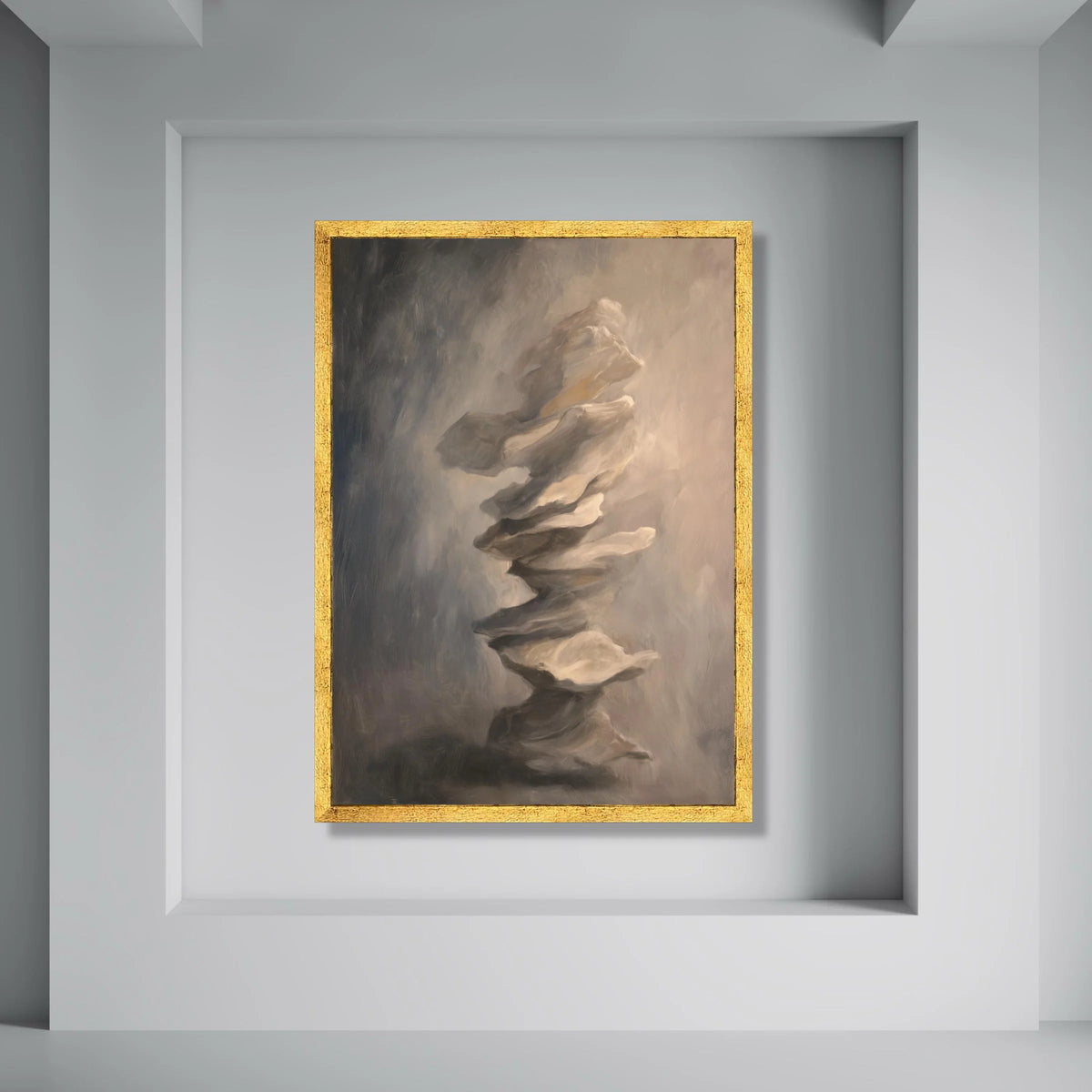 Abstract Floating Rocks Canvas, Surreal Wall Art, Neutral Tones Decor, Modern Artistic Canvas, Minimalist Home Decoration Print Art