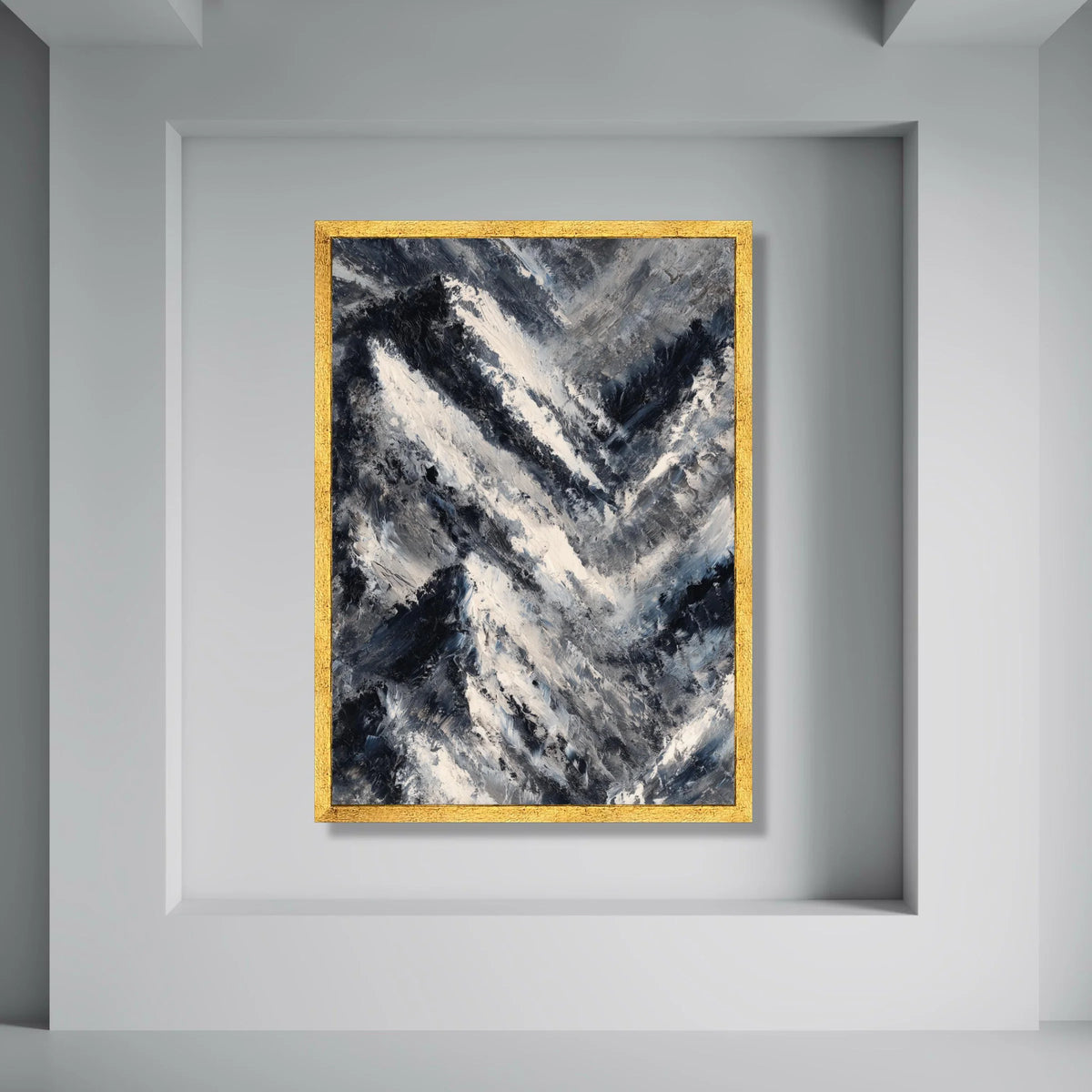 Monochrome Abstract Canvas, Black White Gray Modern Wall Art, Contemporary Canvas Painting, Neutral Tones Home Decor, Ready to Print Art