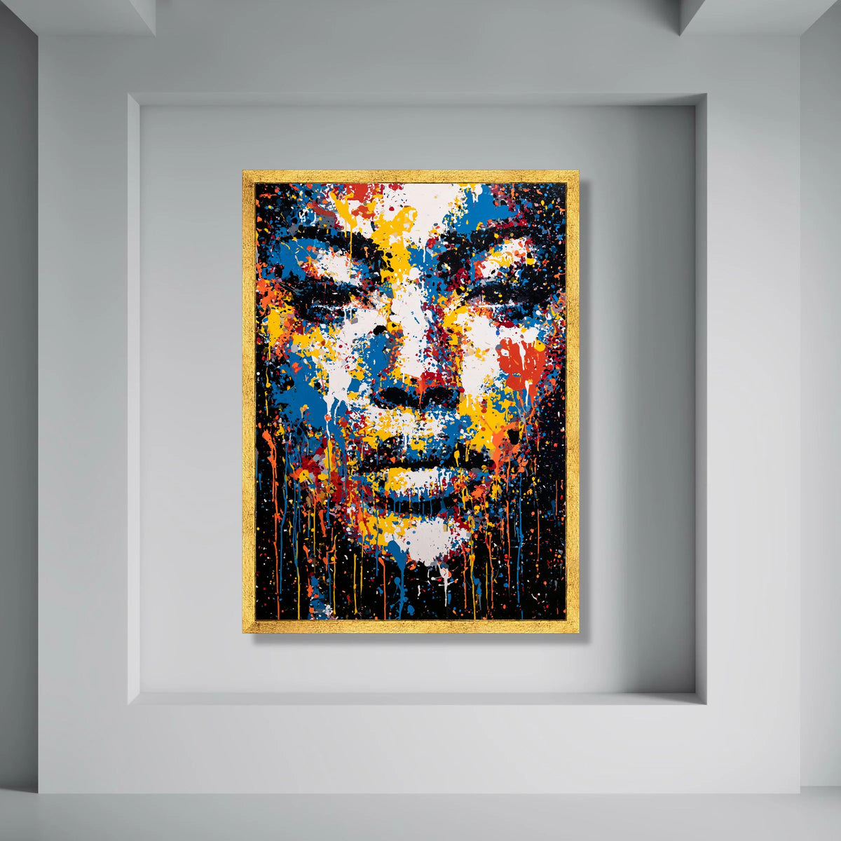 Vibrant Abstract Portrait Canvas, Colorful Face Wall Art, Modern Expressionism Decoration, Contemporary Canvas Print for Home Print Art