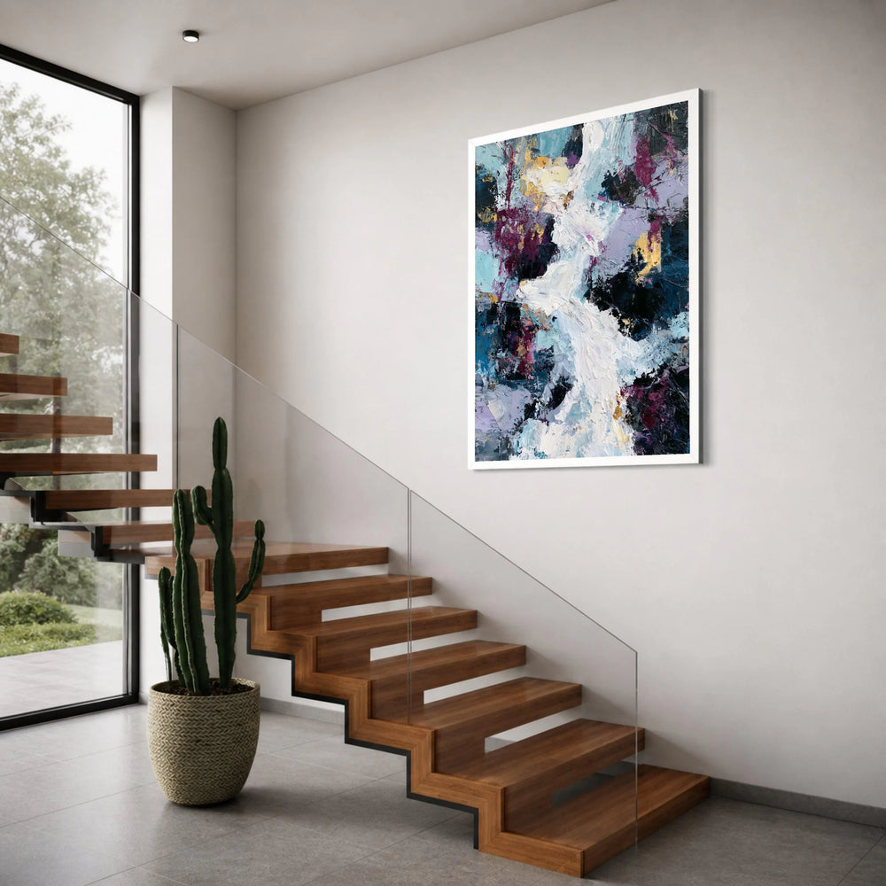 Contemporary Abstract Canvas, Blue and Purple Artwork, Modern Wall Art, Vibrant Home Decoration, Ready to Hang Canvas Print Art