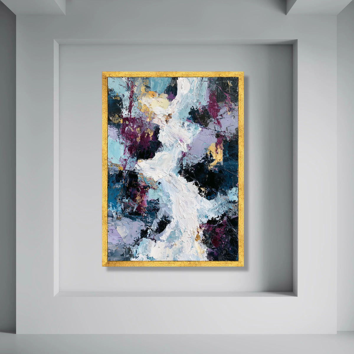Contemporary Abstract Canvas, Blue and Purple Artwork, Modern Wall Art, Vibrant Home Decoration, Ready to Hang Canvas Print Art