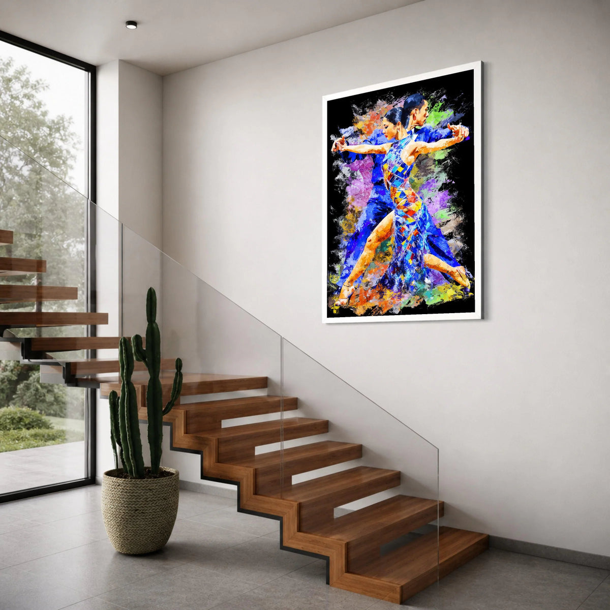 Passionate Tango Dance Couple Canvas, Colorful Ballroom Dance Art, Vibrant Movement Wall Decor, Modern Latin Dance Canvas, Home Print Art
