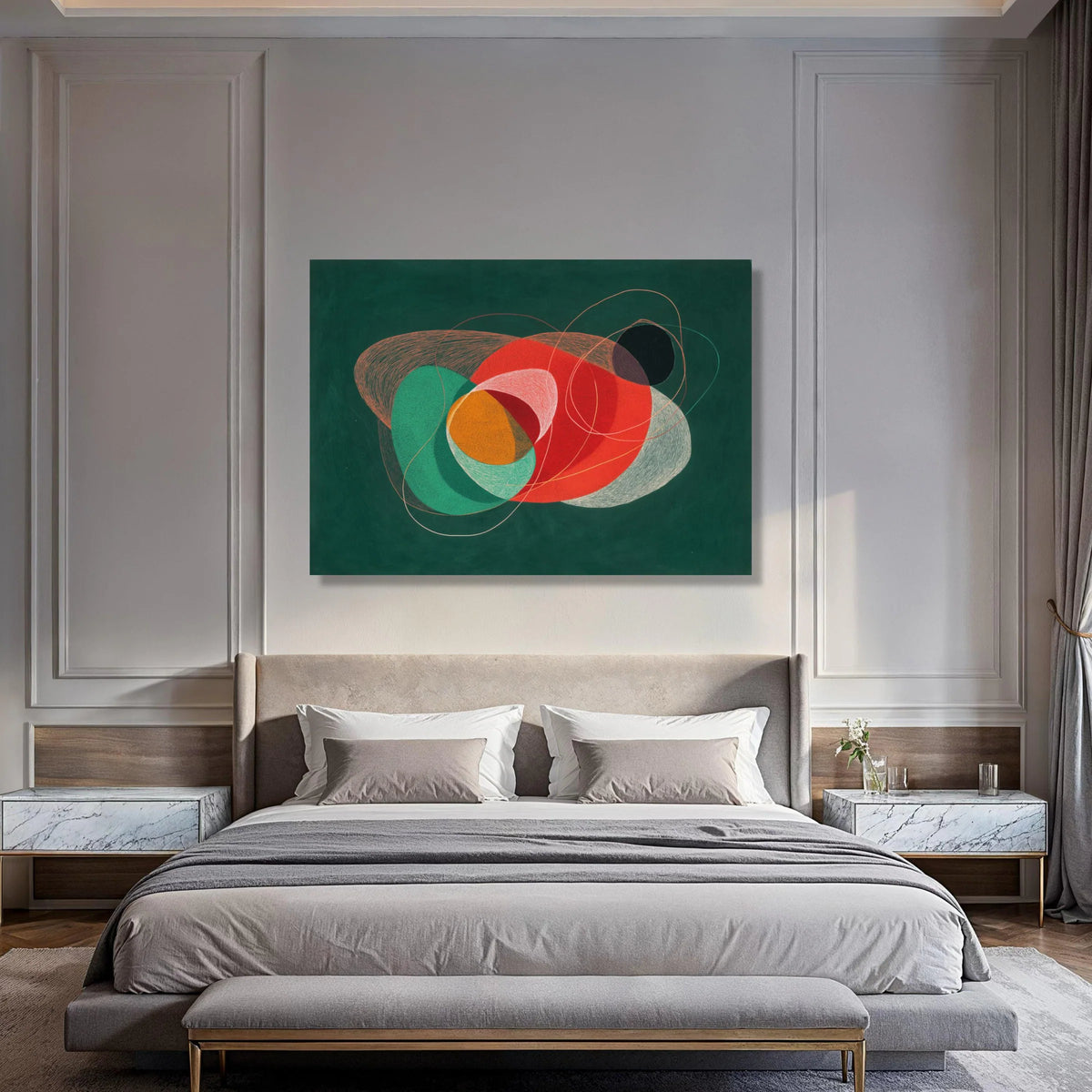 Abstract Modern Art Canvas, Colorful Shapes Wall Art, Geometric Home Decoration, Contemporary Design Canvas, Vibrant Living Room Print Art