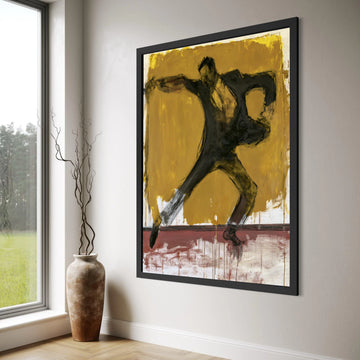 Dynamic Flamenco Dancer Canvas, Expressive Dance Movement Wall Art, Bold Yellow Background, Contemporary Figure Painting, Ready to Print Art