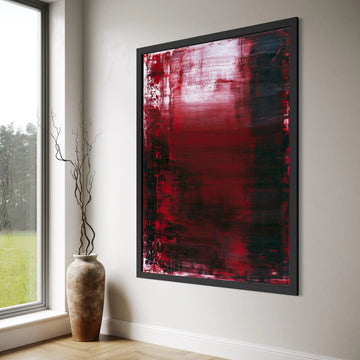 Bold Red and Black Abstract Canvas, Modern Wall Art Decor, Contemporary Color Block Design, Vibrant Home Decoration Canvas Print Art