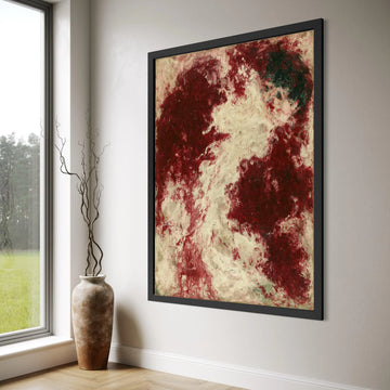 Deep Red and Cream Swirl Abstract Canvas, Dramatic Wall Art, Modern Home Decoration, Bold Color Canvas Art, Contemporary Living Print Art