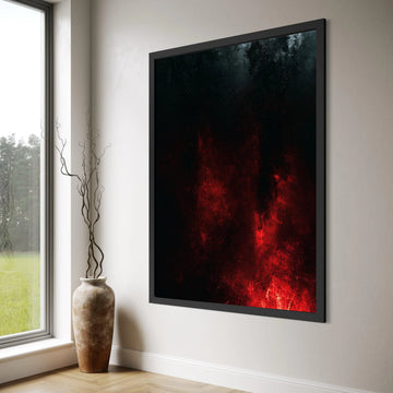 Dark Red Flames Abstract Canvas, Fiery Wall Art, Modern Home Decoration, Bold Color Canvas, Expressive Art Print, Ready to Hang Print Art