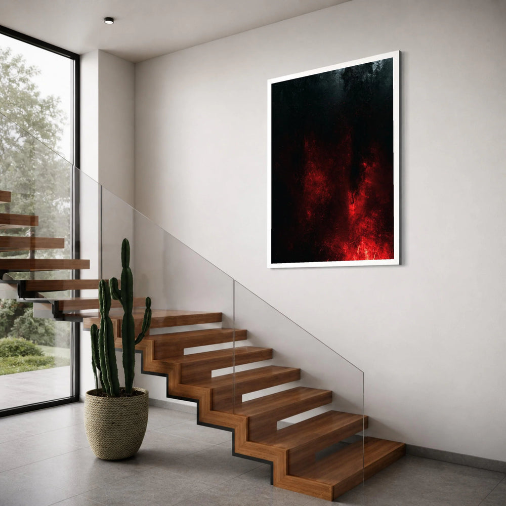 Dark Red Flames Abstract Canvas, Fiery Wall Art, Modern Home Decoration, Bold Color Canvas, Expressive Art Print, Ready to Hang Print Art
