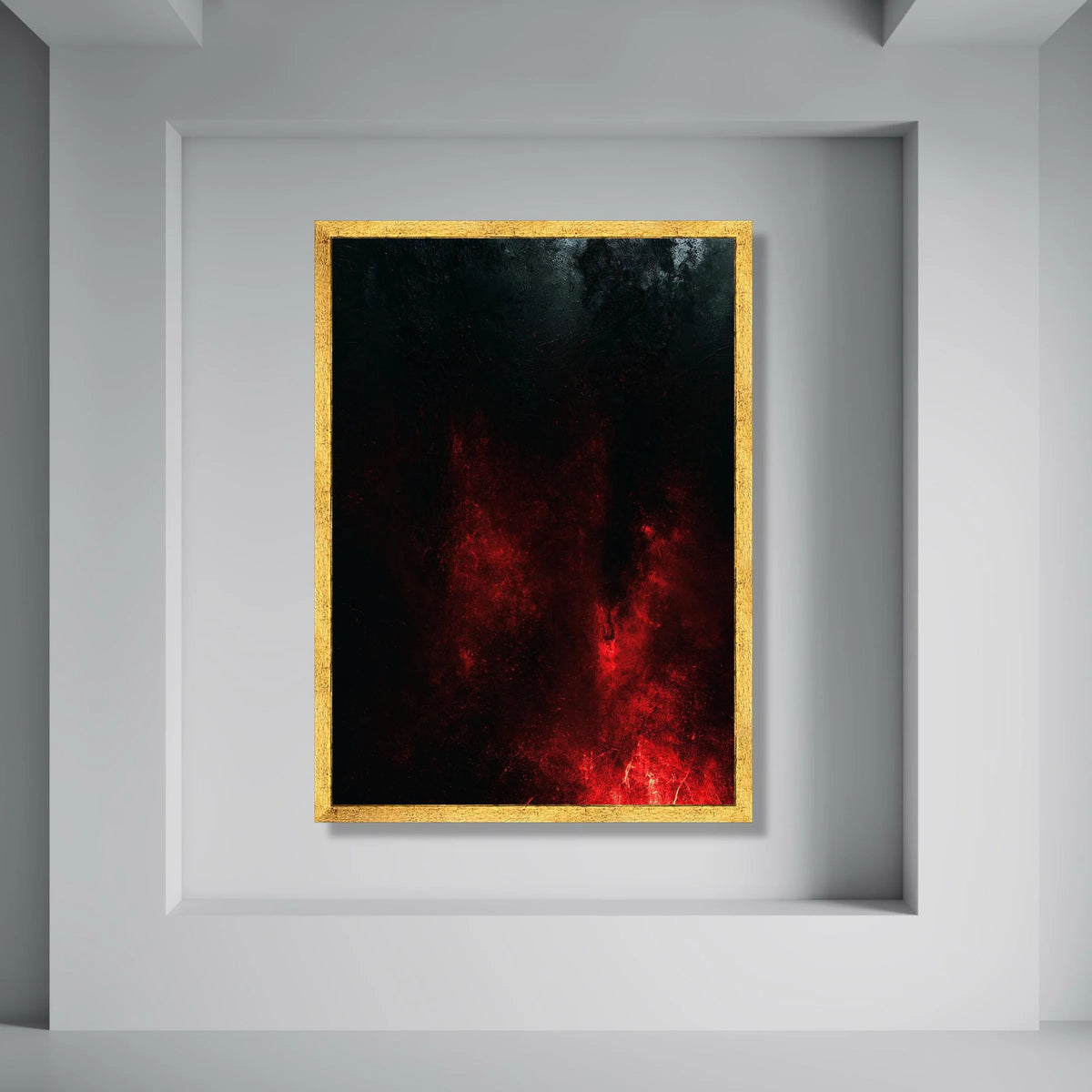 Dark Red Flames Abstract Canvas, Fiery Wall Art, Modern Home Decoration, Bold Color Canvas, Expressive Art Print, Ready to Hang Print Art