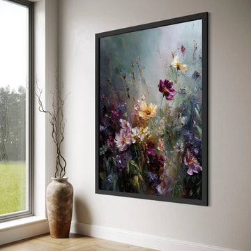 Elegant Wildflower Bouquet Canvas, Floral Wall Art, Purple Yellow Flowers, Garden Canvas Decoration, Nature Artwork Print Art