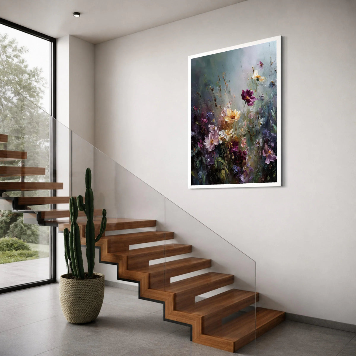 Elegant Wildflower Bouquet Canvas, Floral Wall Art, Purple Yellow Flowers, Garden Canvas Decoration, Nature Artwork Print Art