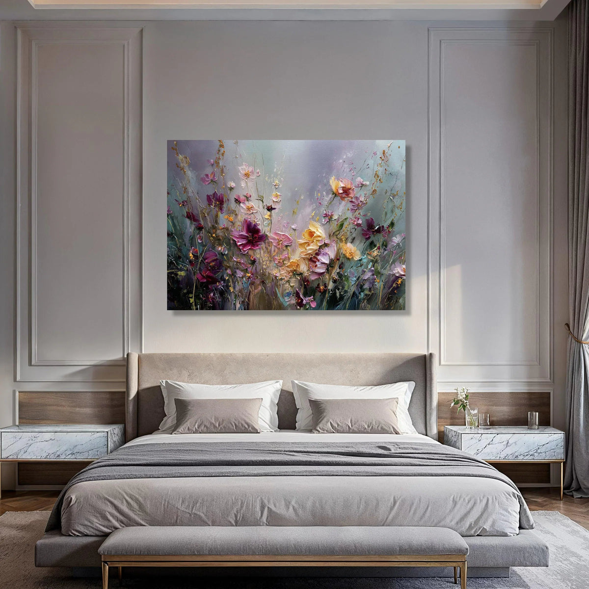 Vibrant Wildflower Bouquet Canvas, Floral Wall Art, Garden Bloom Canvas, Colorful Flowers Decoration, Nature Canvas Art Print Art