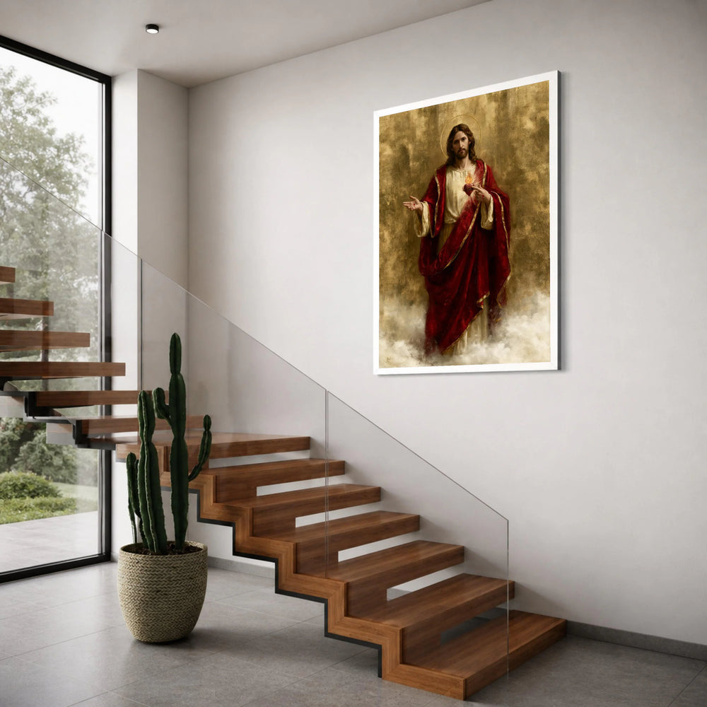 Sacred Heart of Jesus Canvas Wall Art, Religious Christian Canvas, Spiritual Home Decor, Devotional Painting, Inspirational Wall Print Art