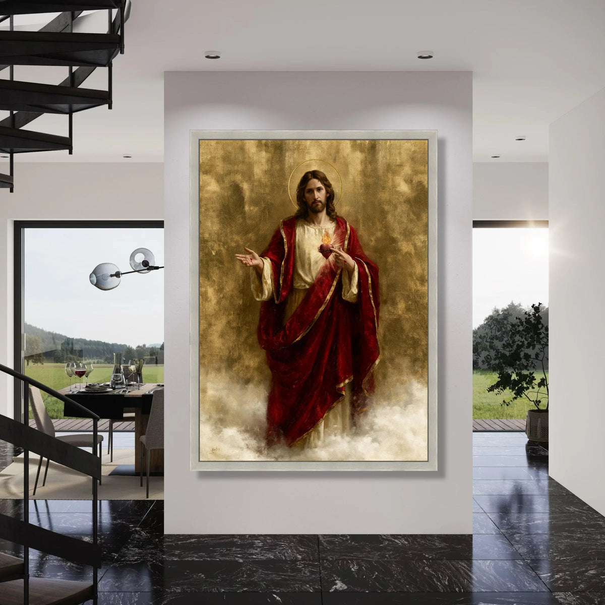 Sacred Heart of Jesus Canvas Wall Art, Religious Christian Canvas, Spiritual Home Decor, Devotional Painting, Inspirational Wall Print Art