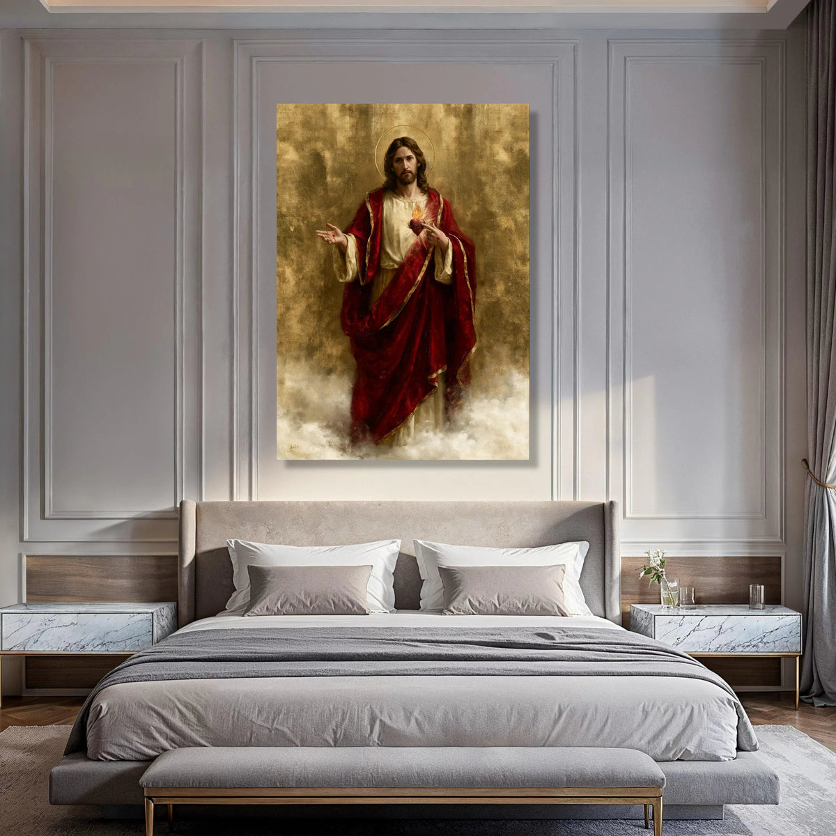 Sacred Heart of Jesus Canvas Wall Art, Religious Christian Canvas, Spiritual Home Decor, Devotional Painting, Inspirational Wall Print Art