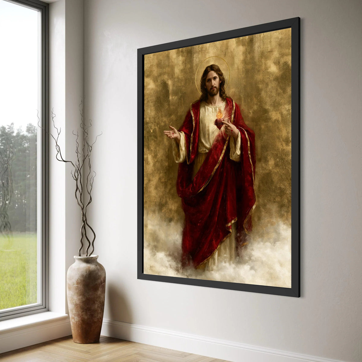 Sacred Heart of Jesus Canvas Wall Art, Religious Christian Canvas, Spiritual Home Decor, Devotional Painting, Inspirational Wall Print Art