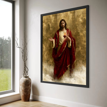 Sacred Heart of Jesus Canvas Wall Art, Religious Christian Canvas, Spiritual Home Decor, Devotional Painting, Inspirational Wall Print Art