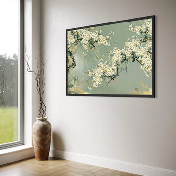Elegant Cherry Blossom Branches Canvas Wall Art, Floral Nature Print, Botanical Home Decor, Vintage Style Canvas Painting, Ready Print Art