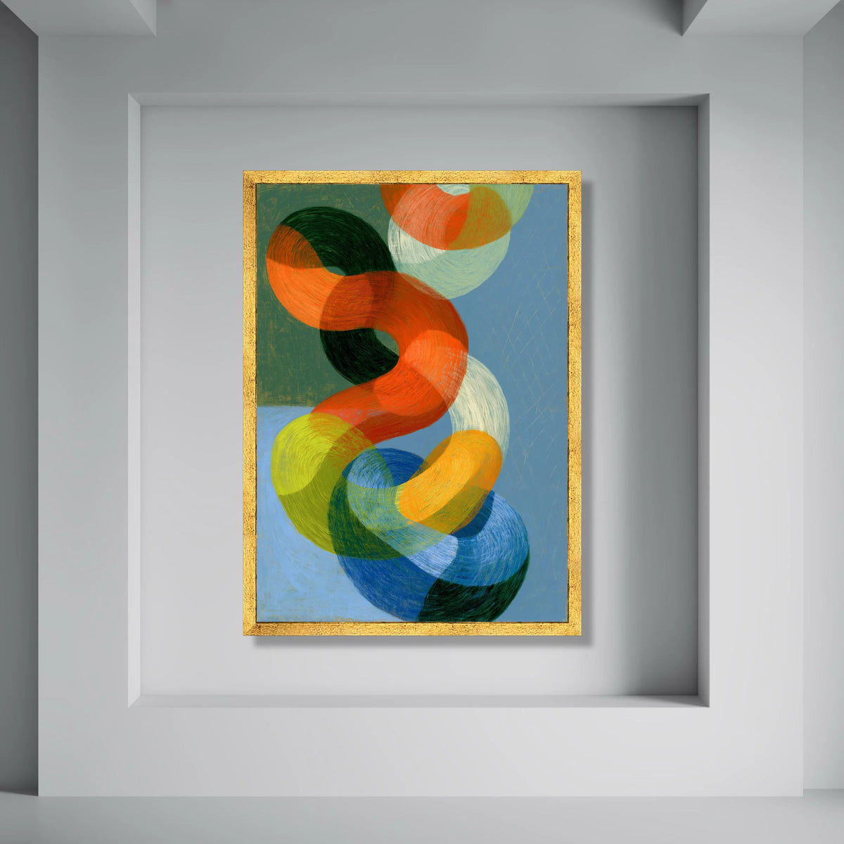 Colorful Intertwined Rings Abstract Canvas, Modern Geometric Wall Art, Bright Circular Shapes, Contemporary Home Decoration Print Art