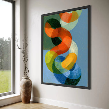 Colorful Intertwined Rings Abstract Canvas, Modern Geometric Wall Art, Bright Circular Shapes, Contemporary Home Decoration Print Art