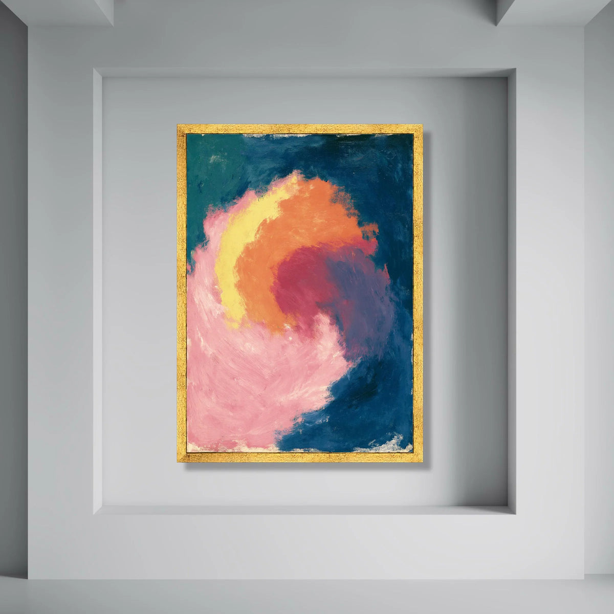 Vibrant Abstract Swirl Canvas, Colorful Modern Wall Art, Pink Yellow Blue Home Decoration, Contemporary Art Canvas, Ready to Hang Print Art