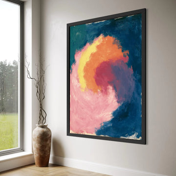 Vibrant Abstract Swirl Canvas, Colorful Modern Wall Art, Pink Yellow Blue Home Decoration, Contemporary Art Canvas, Ready to Hang Print Art