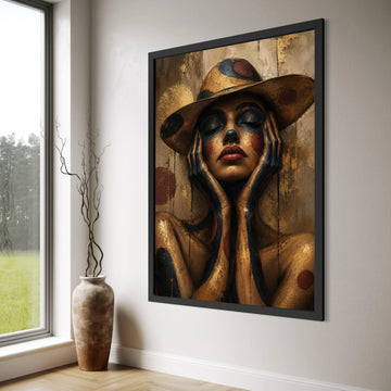 Abstract Woman Portrait Canvas, Artistic Face Paint Wall Art, Modern Expression Canvas, Contemporary Female Figure Decoration Print Art