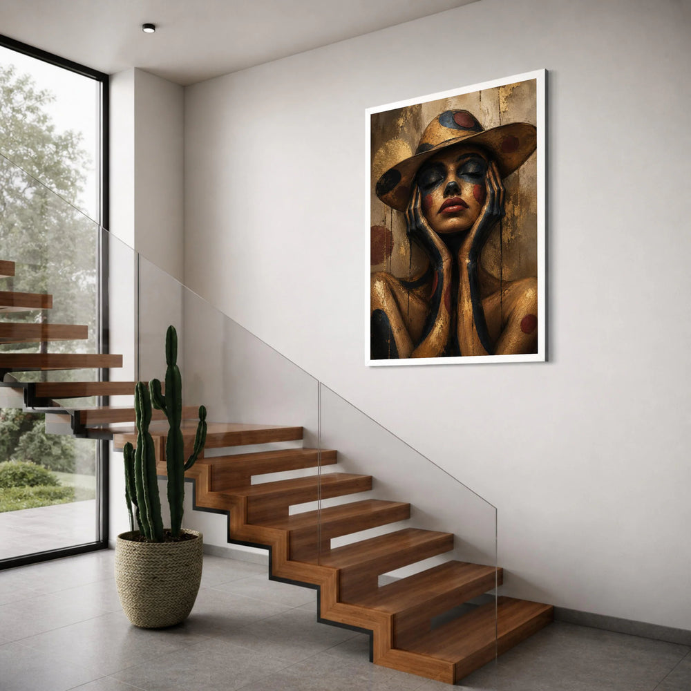 Abstract Woman Portrait Canvas, Artistic Face Paint Wall Art, Modern Expression Canvas, Contemporary Female Figure Decoration Print Art