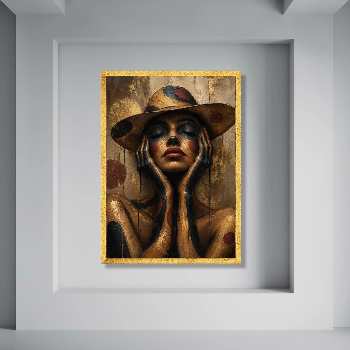 Abstract Woman Portrait Canvas, Artistic Face Paint Wall Art, Modern Expression Canvas, Contemporary Female Figure Decoration Print Art