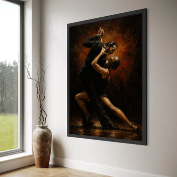 Passionate Tango Dance Couple, Elegant Ballroom Canvas, Sensual Dance Art, Romantic Home Wall Decoration, Dance Movement Canvas Print Art
