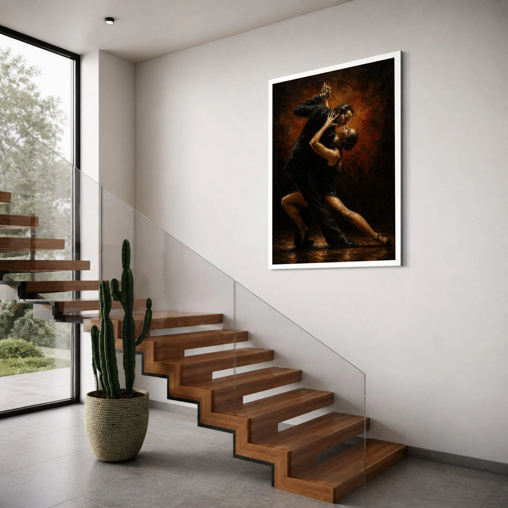 Passionate Tango Dance Couple, Elegant Ballroom Canvas, Sensual Dance Art, Romantic Home Wall Decoration, Dance Movement Canvas Print Art