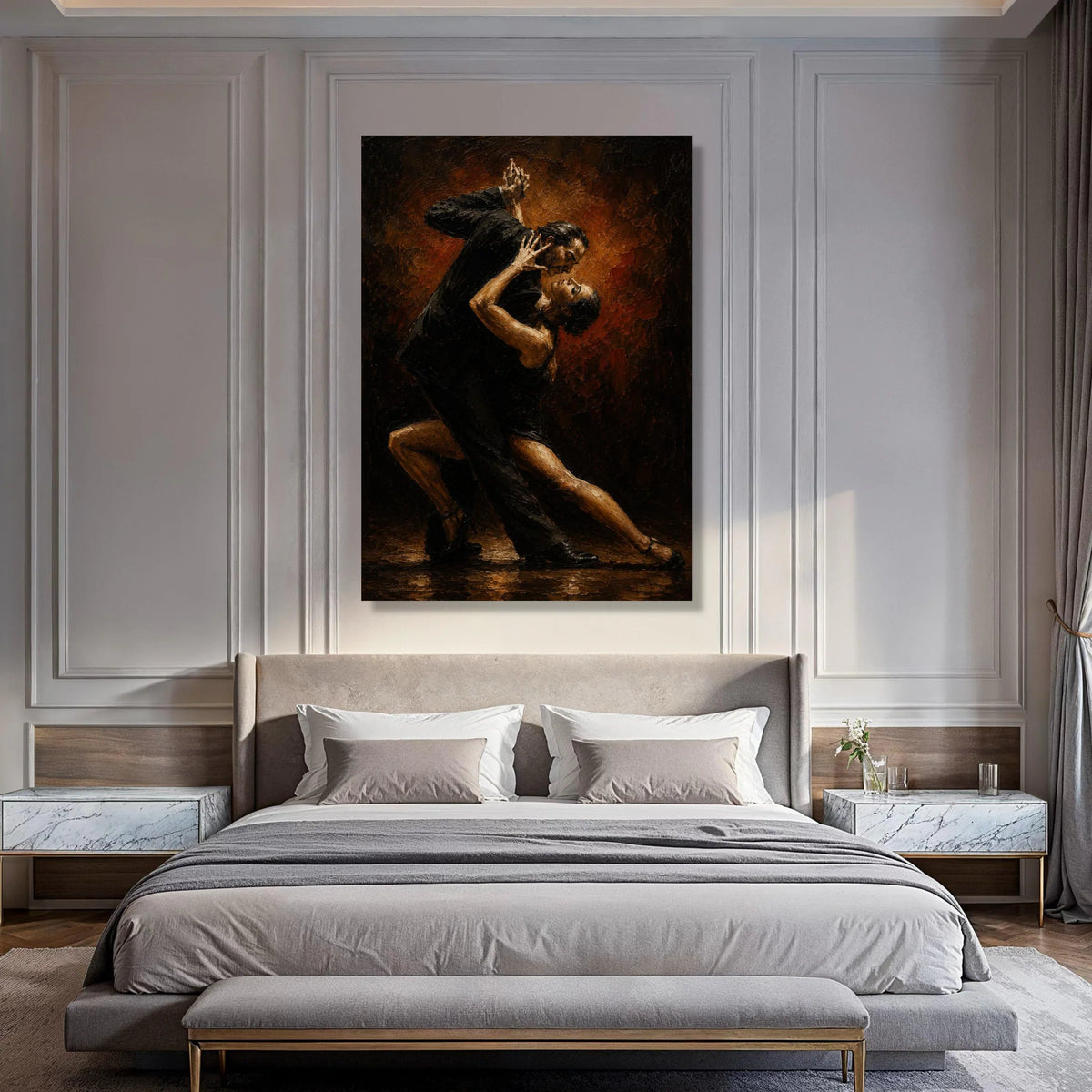 Passionate Tango Dance Couple, Elegant Ballroom Canvas, Sensual Dance Art, Romantic Home Wall Decoration, Dance Movement Canvas Print Art